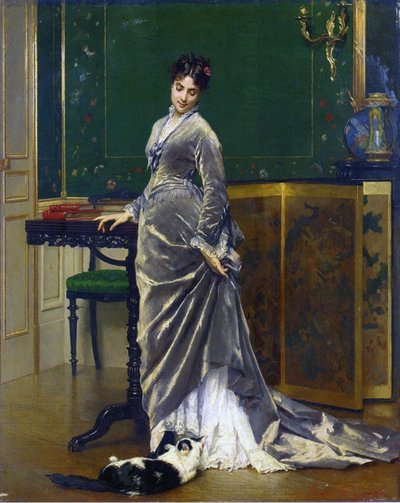 The Playful Cat by Gustave Léonard de Jonghe